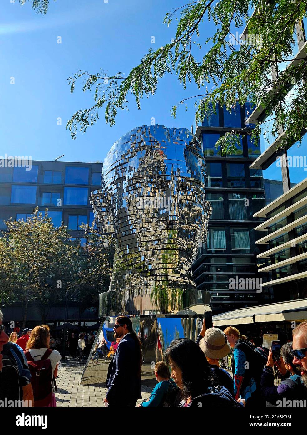 Rotating Head of Franz Kafka in Prague - Smartphone Captured Stock Image
