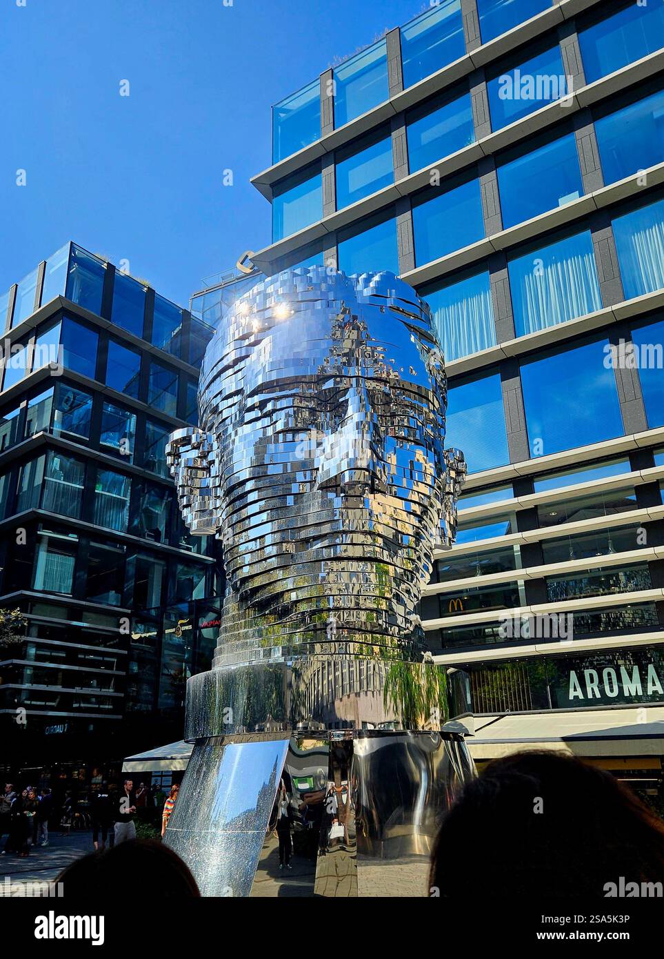 Rotating Head of Franz Kafka in Prague - Smartphone Captured Stock Image