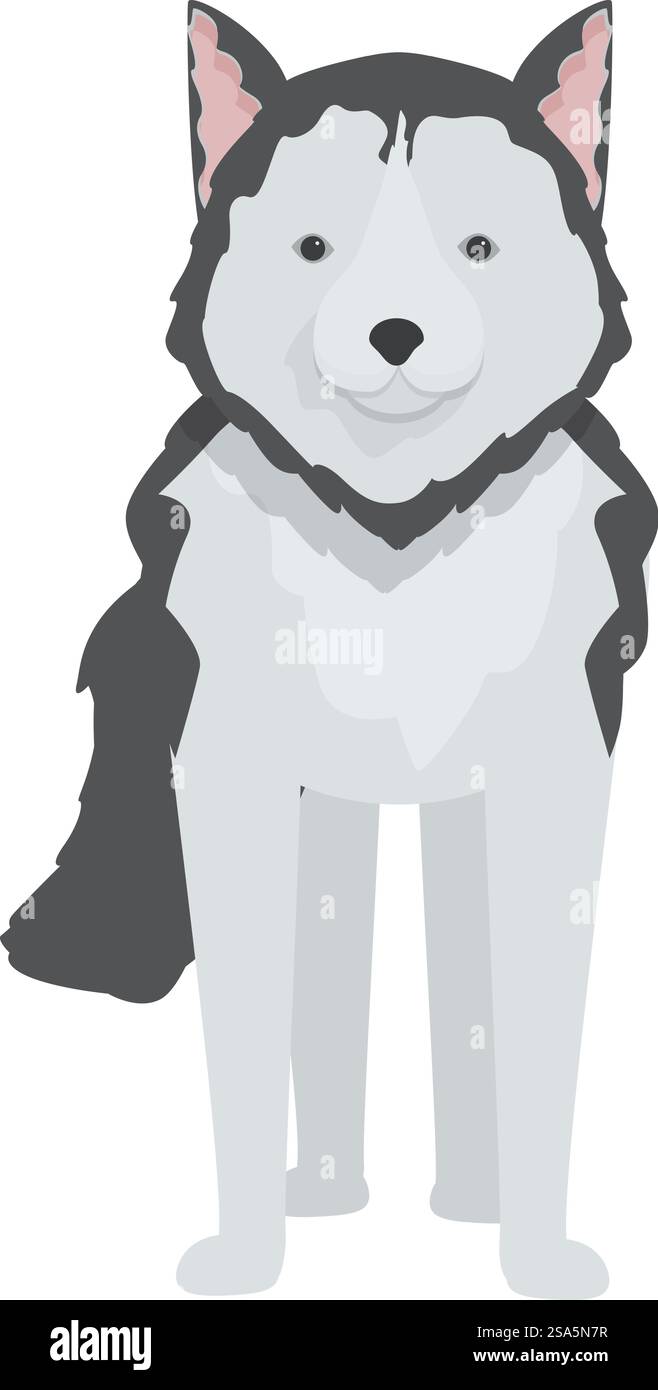 Illustration of a cute husky dog standing on a white background ...