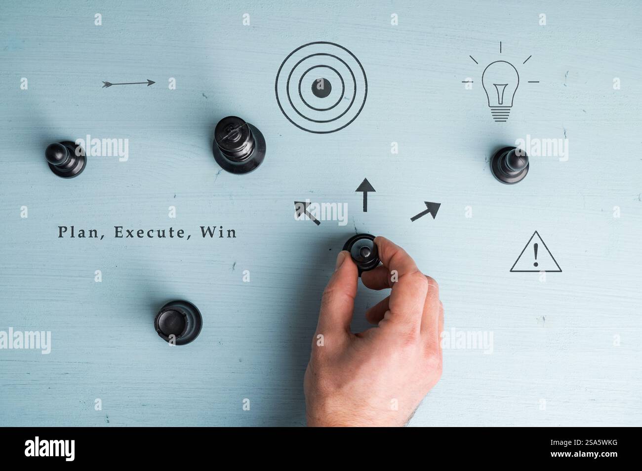 Plan, execute, and win! Success comes from smart decisions, strategy, and taking action toward your goals. Stock Photo