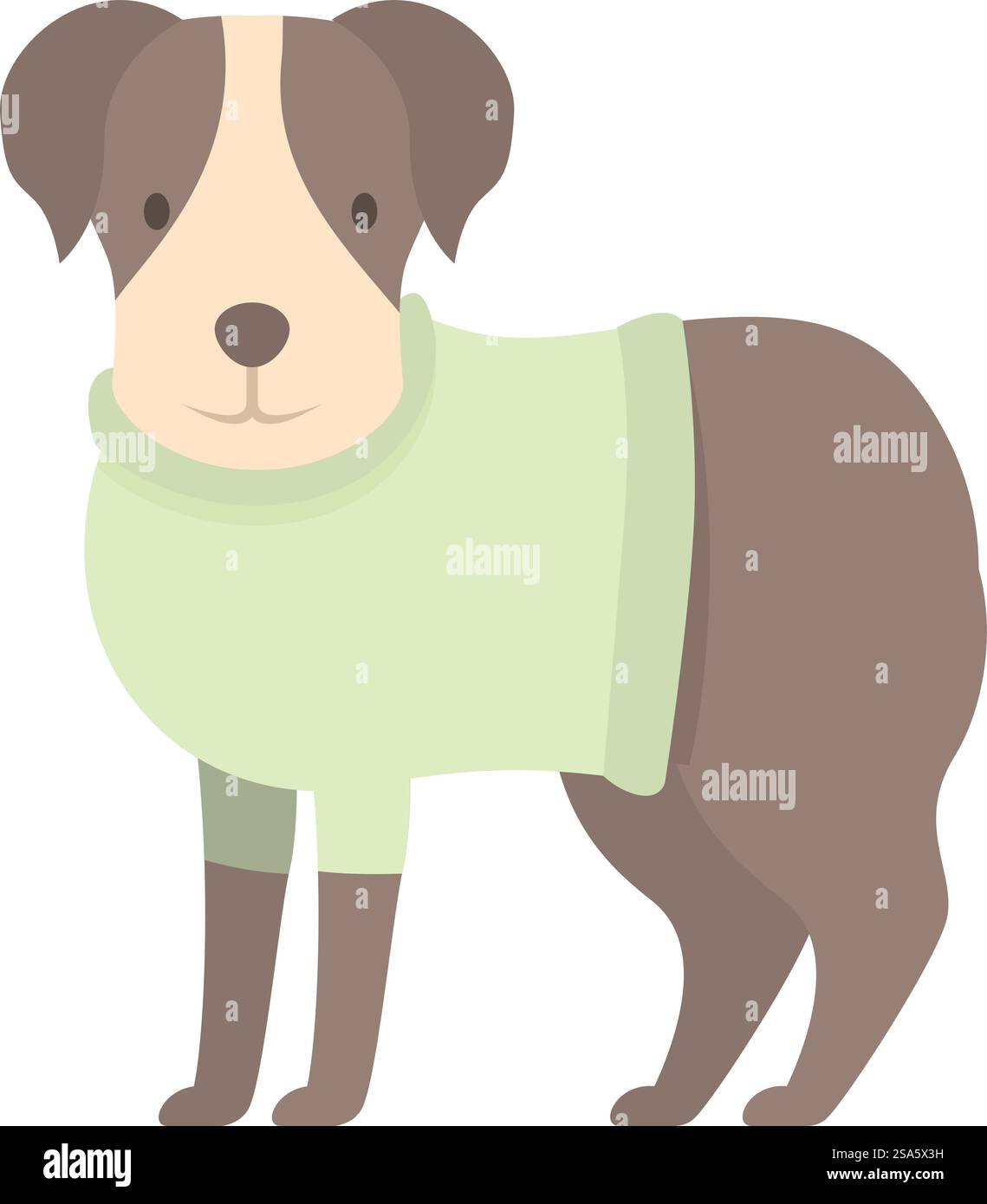 Illustration of a brown and white dog wearing a green turtleneck ...