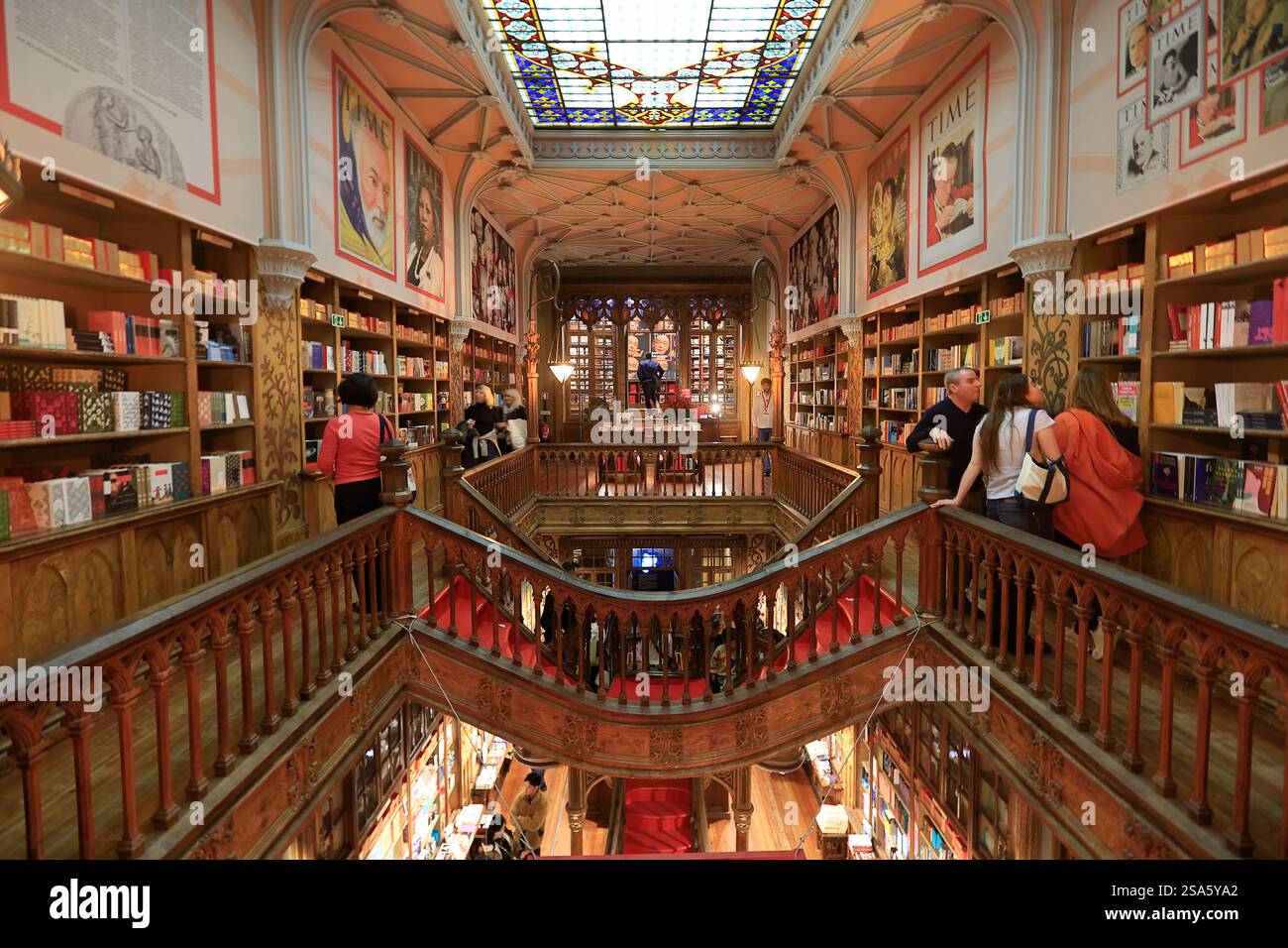 LIvraria Lello bookstore aka Chardron bookstore made famous by J. K. Rowling.Porto,Portugal Stock Photo