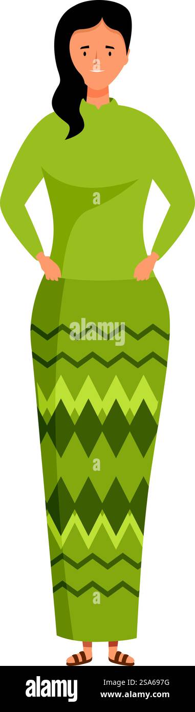 Young woman wearing traditional burmese dress is smiling and posing ...