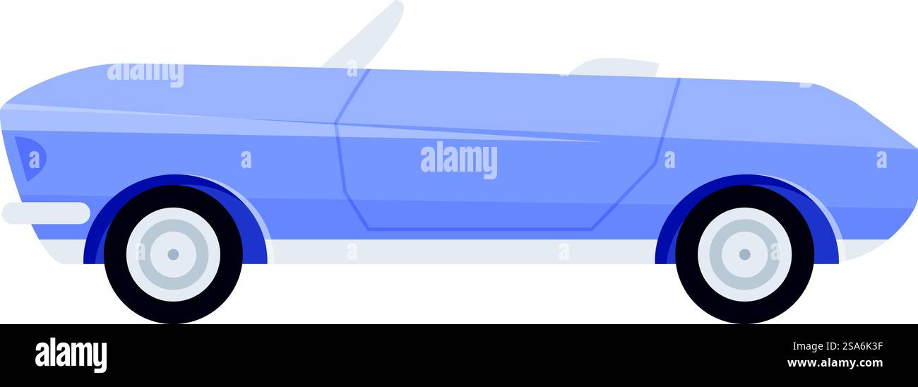 Blue convertible car is shown in a side view, perfect for projects ...
