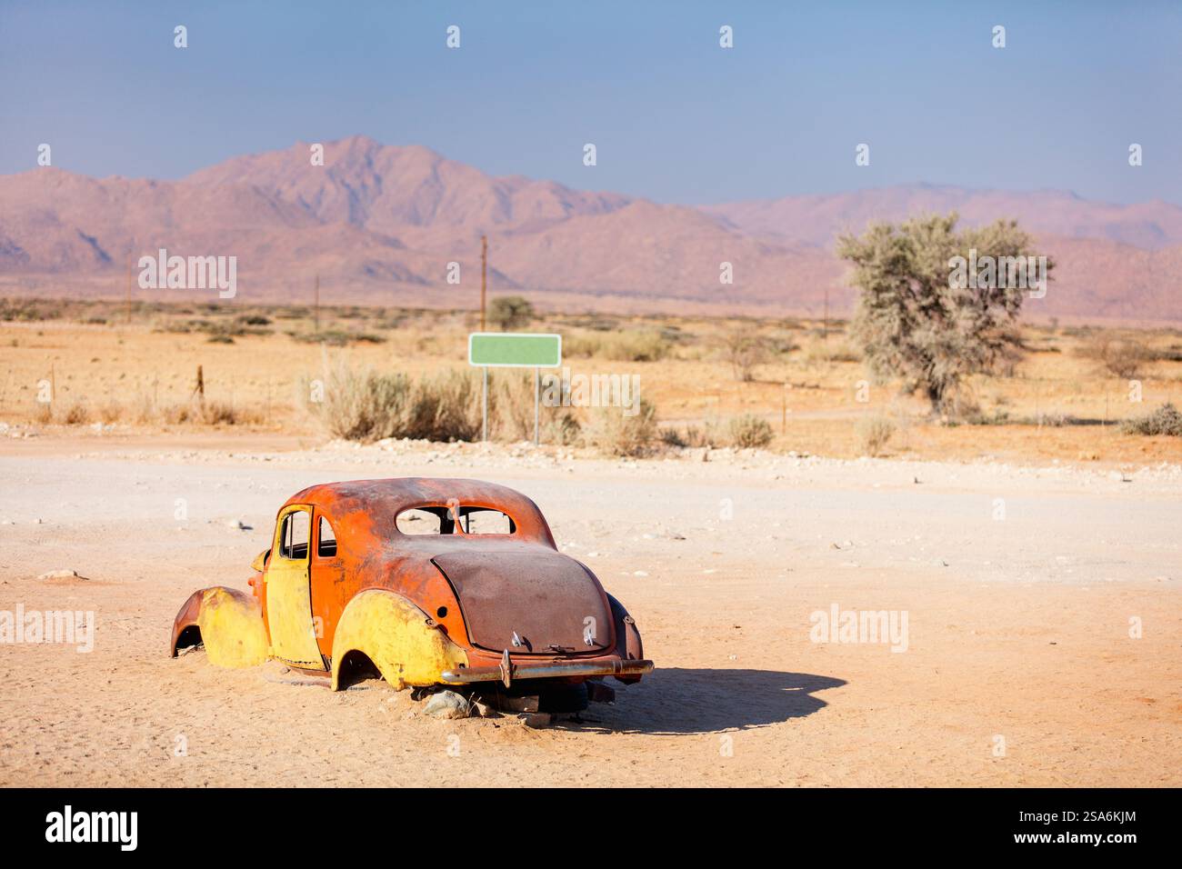Abandoned old car near a service station at Solitaire in Namibia Stock ...