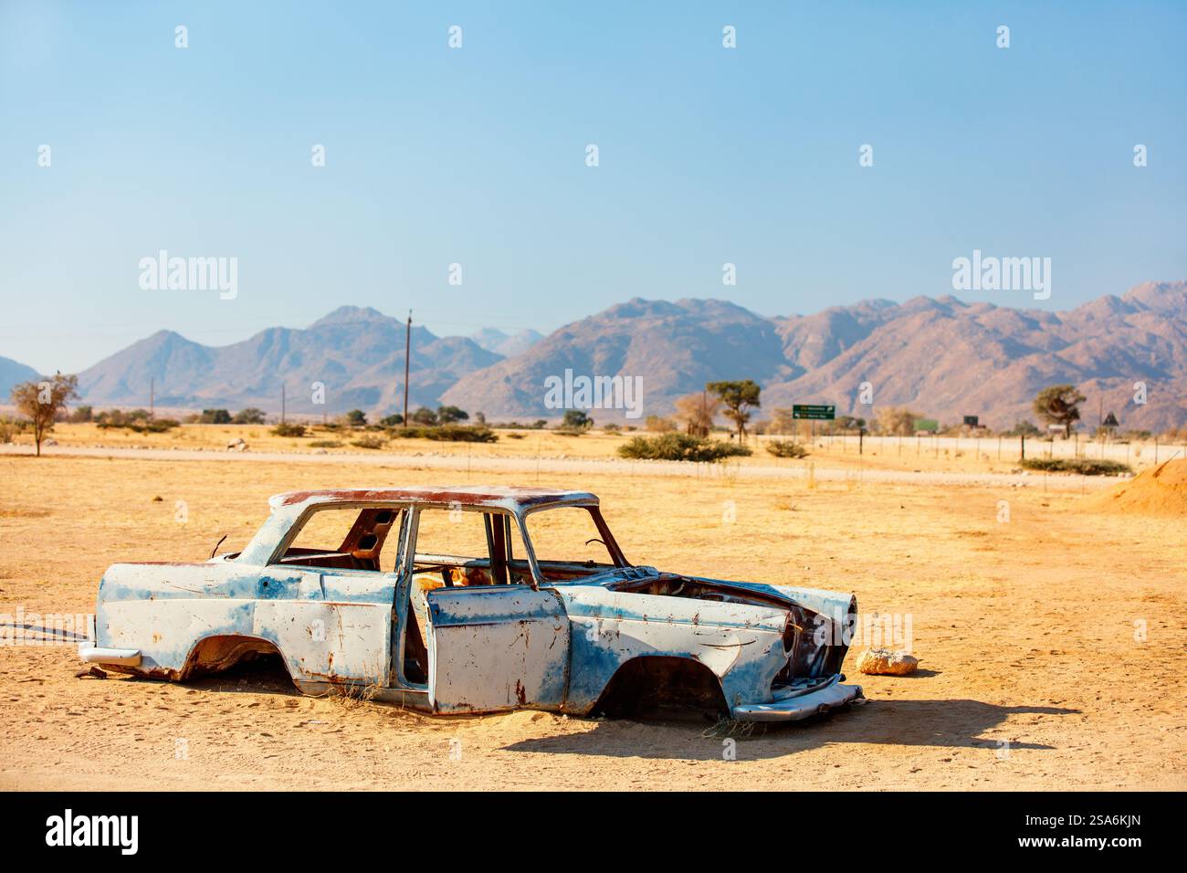 Abandoned old car near a service station at Solitaire in Namibia Stock ...