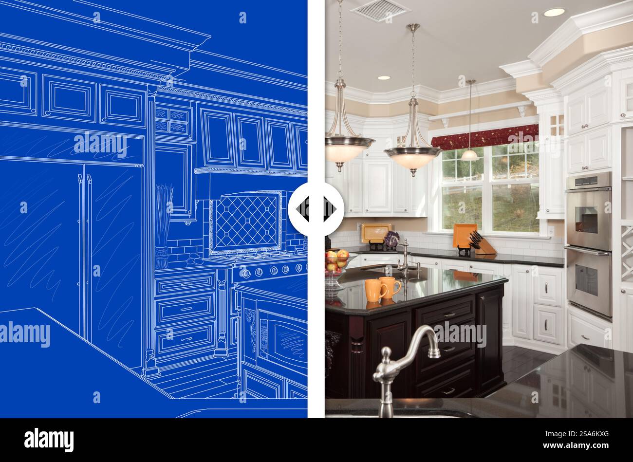 Before and After Slider Comparing Blueprint Sketch Drawing Plans and ...