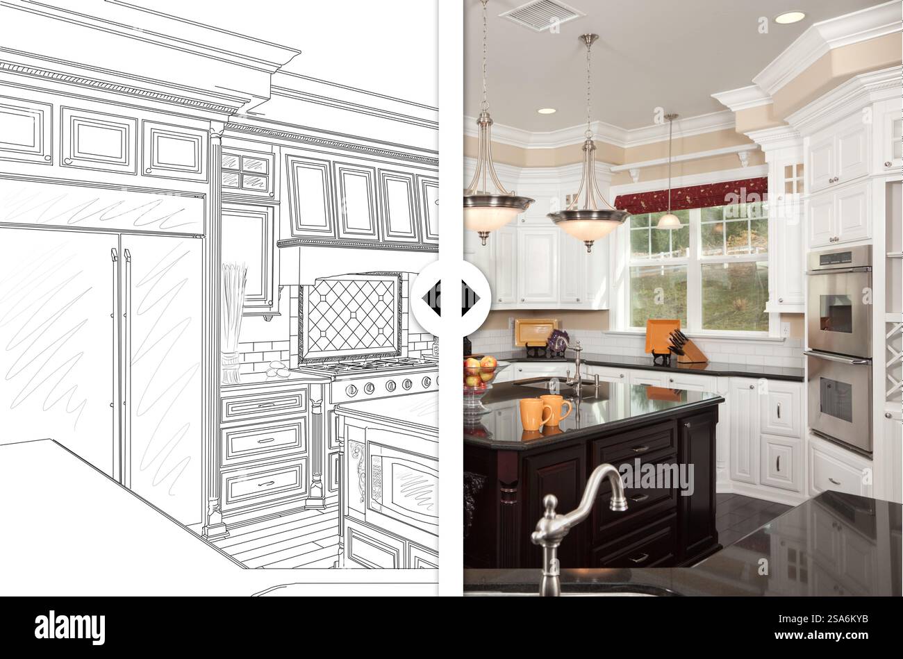 Before and After Slider Comparing Pencil Sketch Drawing Plans and ...