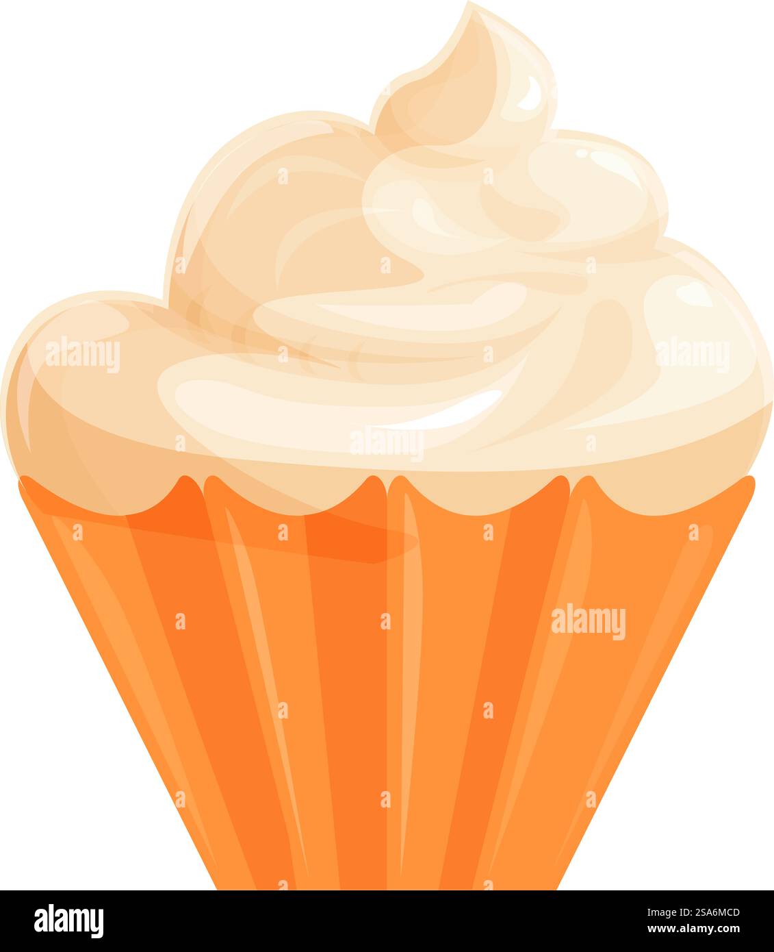 Single cupcake with creamy frosting is making your mouth water. Delicious creamy cupcake tempting your sweet tooth Stock Vector