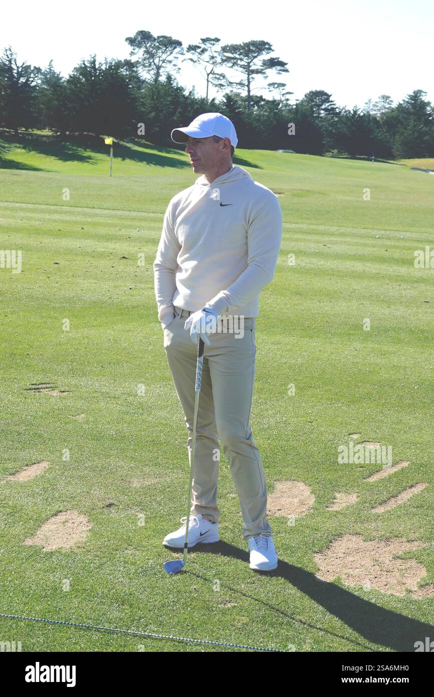 Pebble Beach, California, USA January 28th, 2025 Rory McIlroy warms