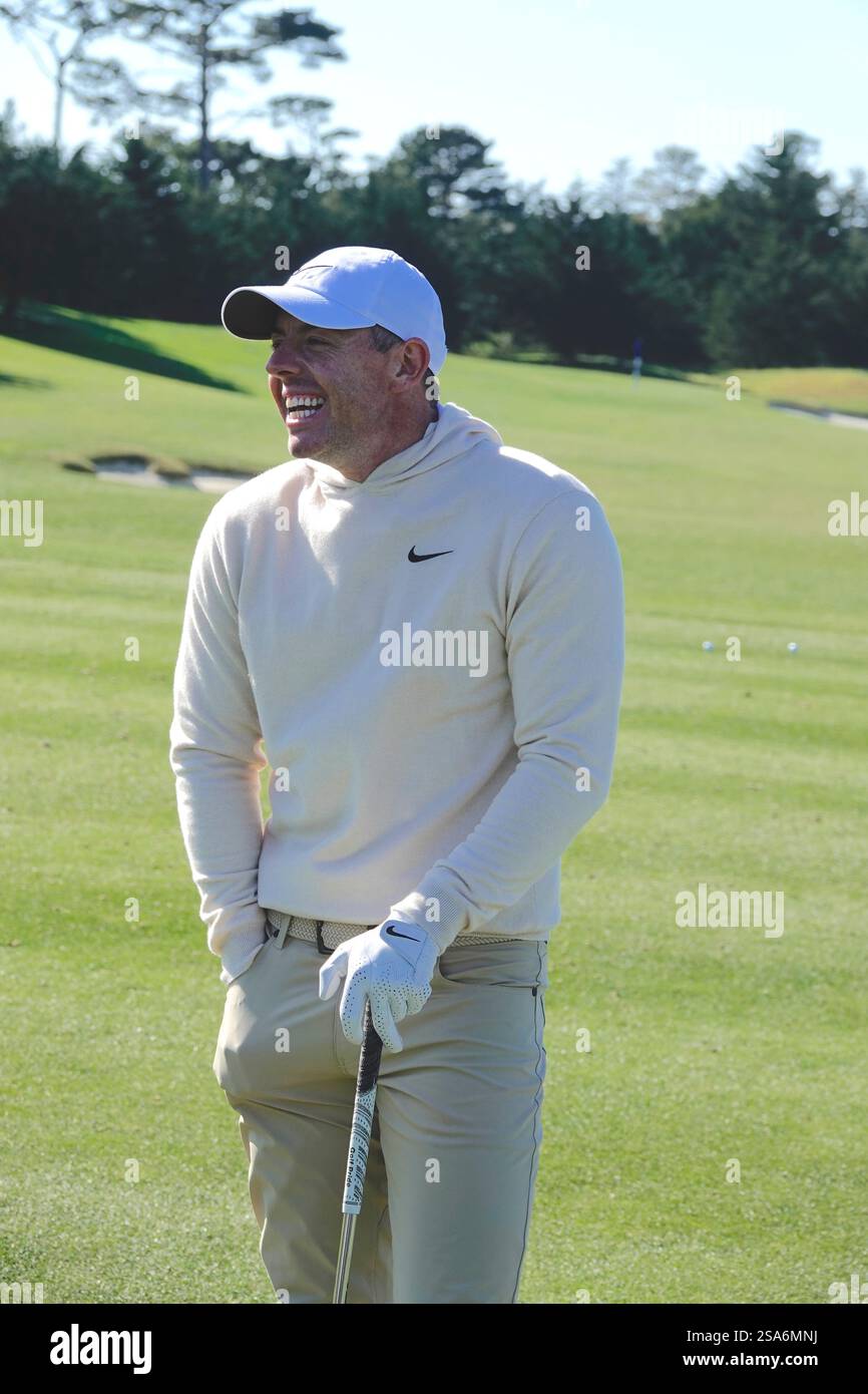 Pebble Beach, California, USA January 28th, 2025 Rory McIlroy warms