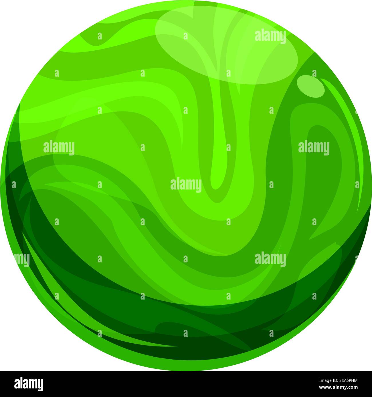 Illustration of a green planet from space with a swirling atmosphere ...