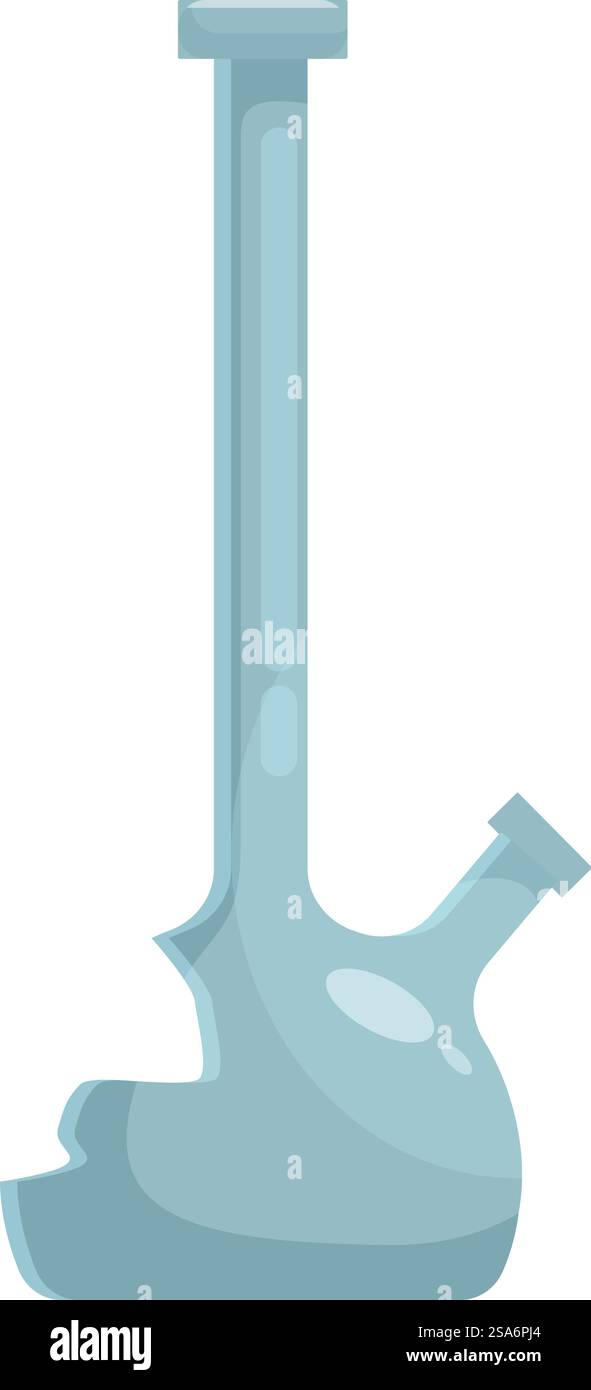 Glass bong with a broken piece at the bottom, representing the dangers and negative consequences of drug use. Broken bong showing consequences of drug addiction Stock Vector