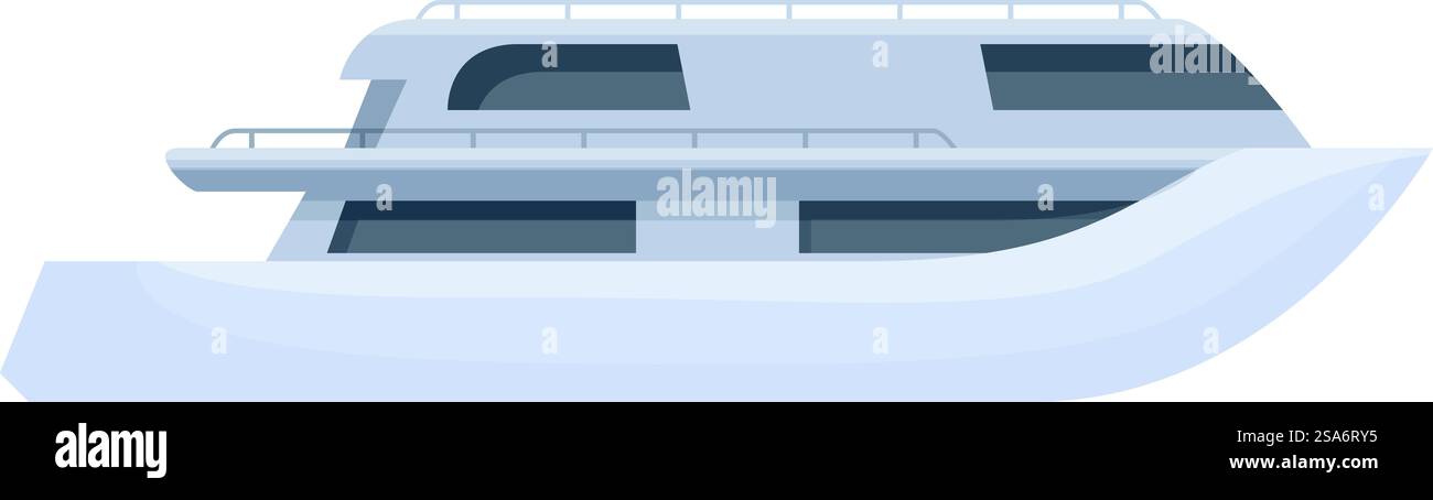 Illustration featuring a modern yacht sailing on water surface ...