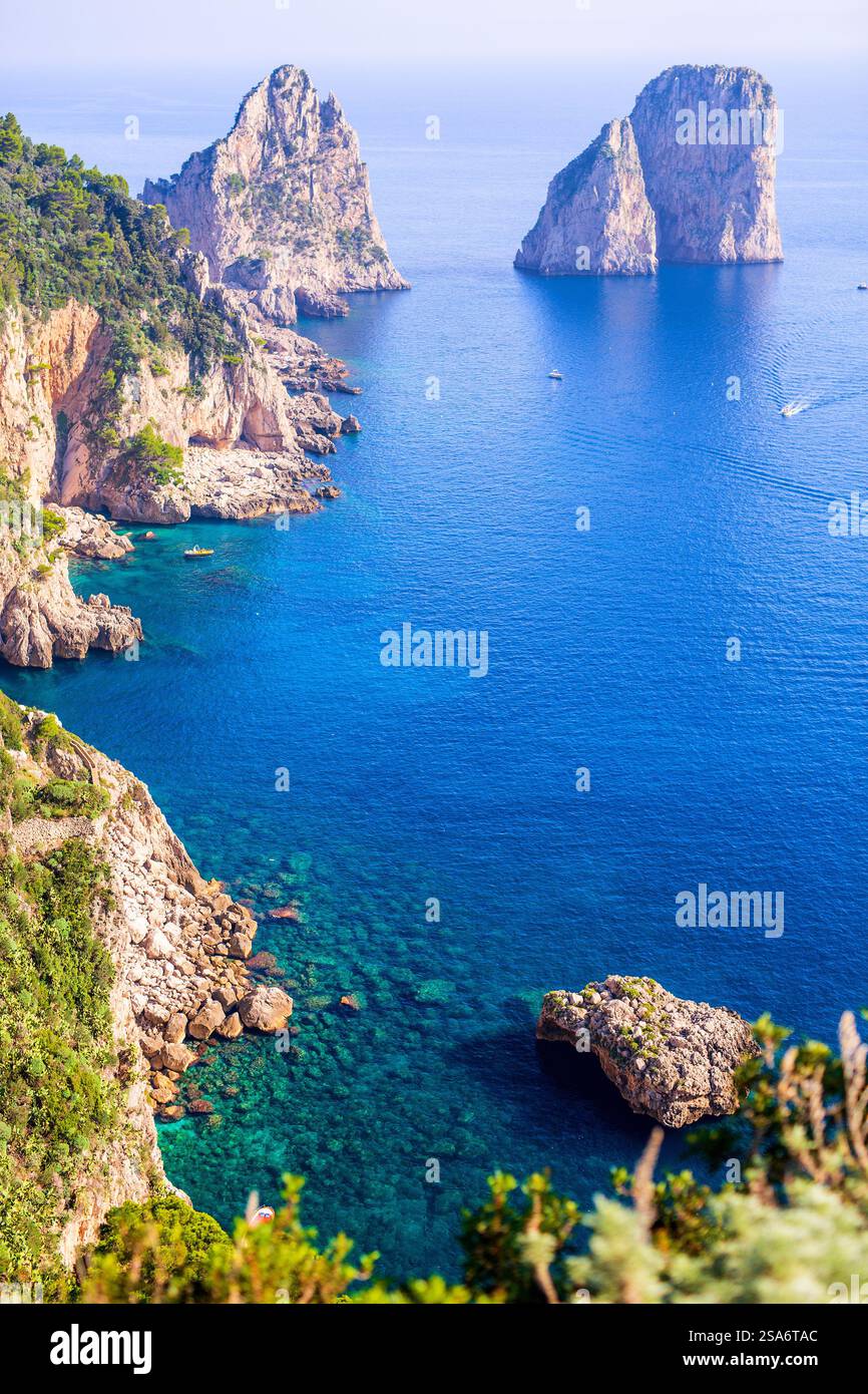 Amazing view over Faraglioni rocks visible from Giardini di Augusto in ...