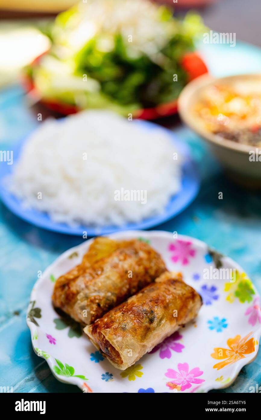Vietnamese fried vegetarian spring rolls Stock Photo