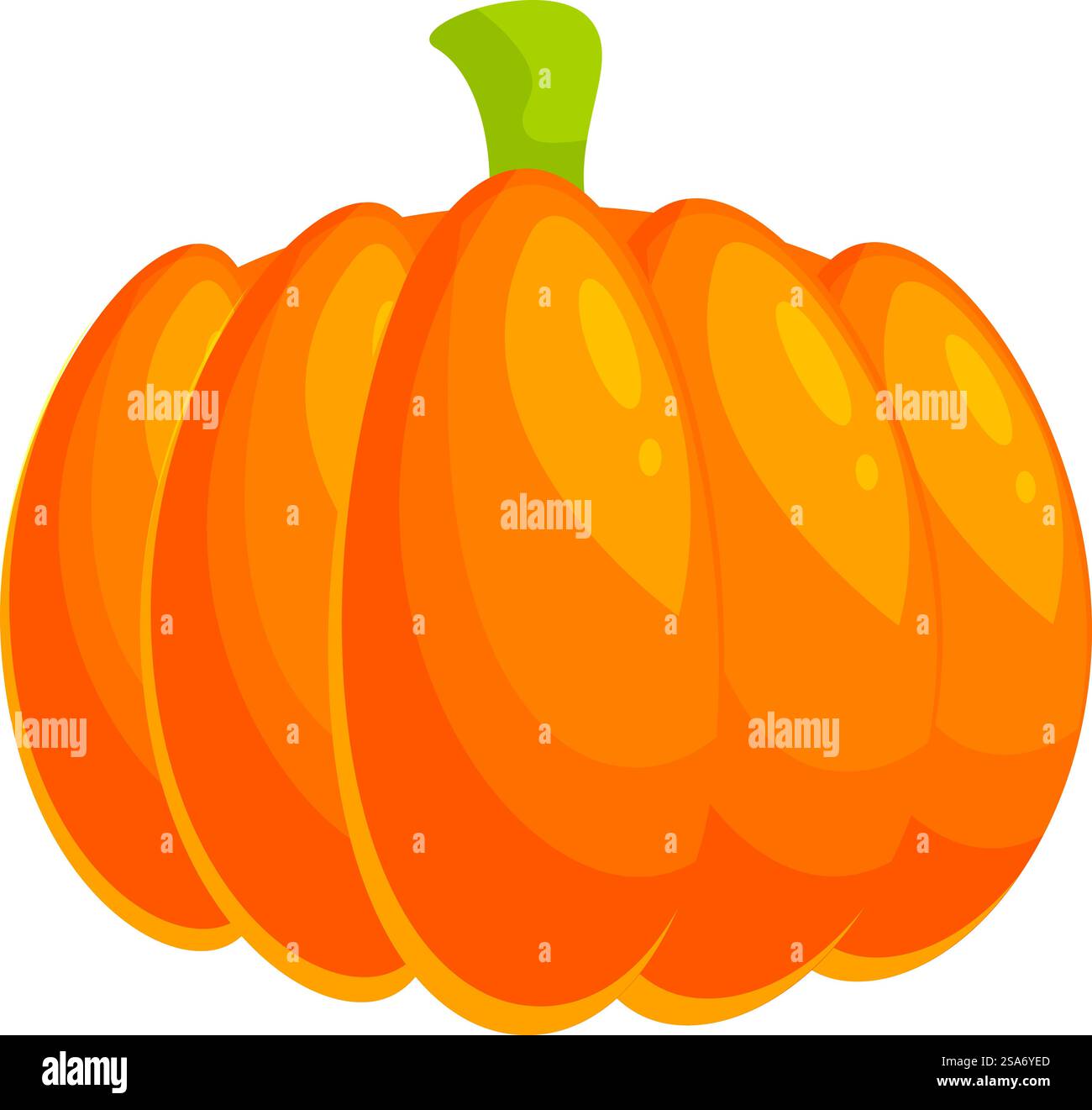 Big ripe pumpkin with green stalk growing on the bed, perfect for ...