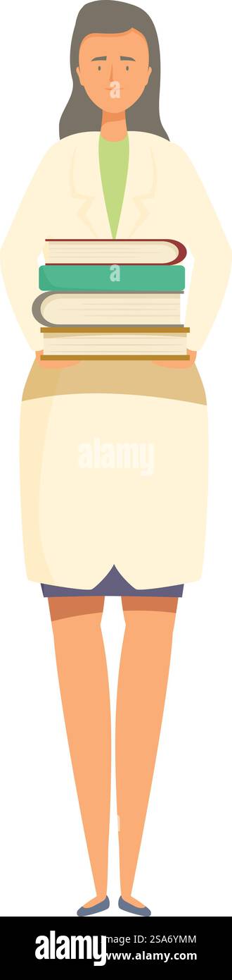 Female doctor is holding a stack of books, embodying the concept of ...