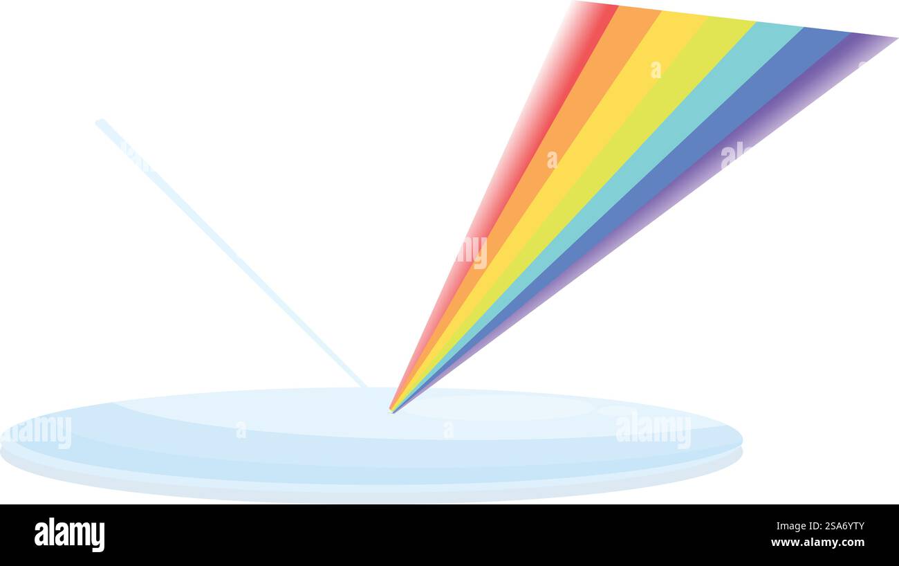 Light beam splitting through triangular prism creating rainbow color ...
