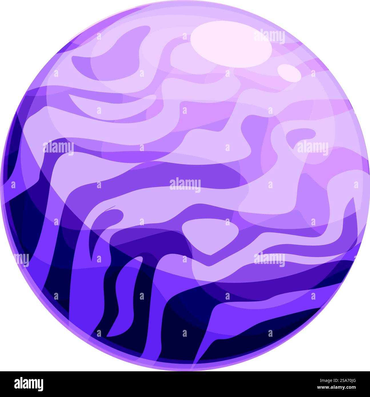 Cartoon planet with a purple surface covered in swirls. Purple planet ...