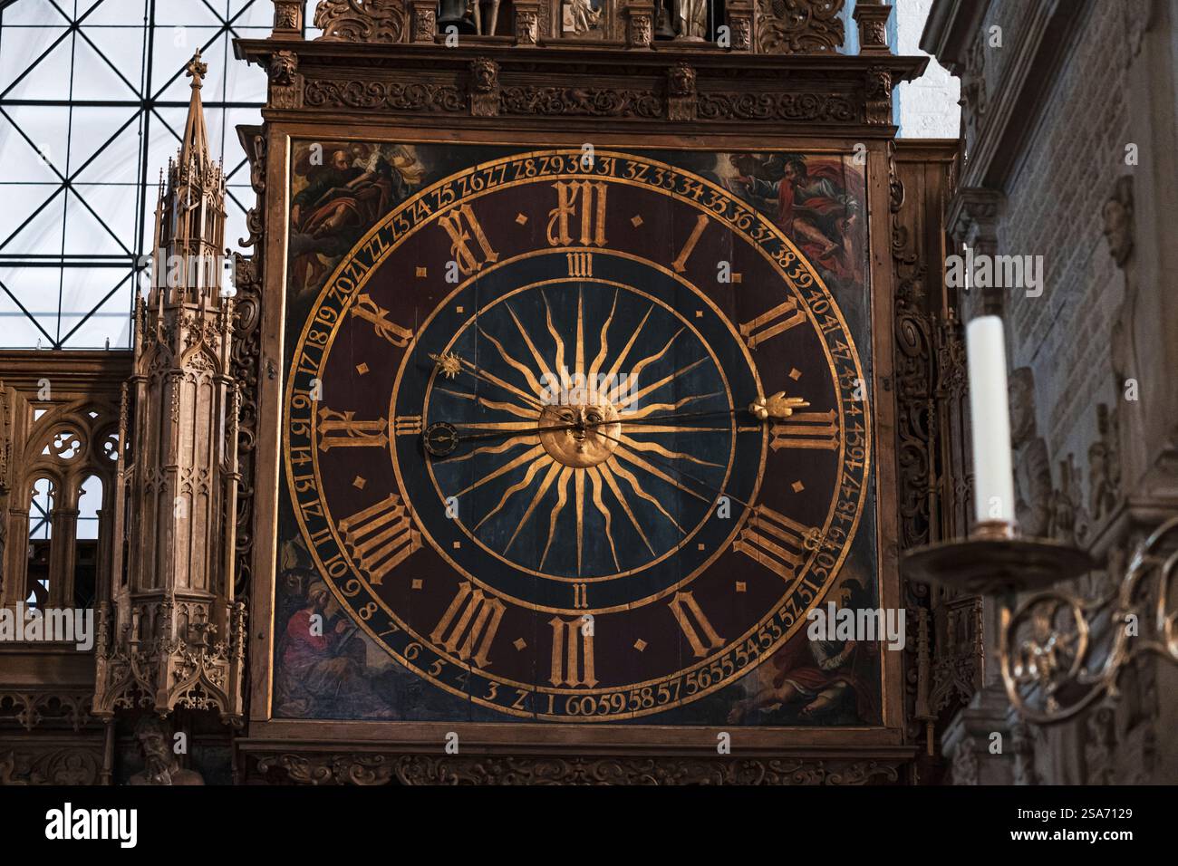 Historic clock at Lübeck Cathedral in Lübeck, Germany Stock Photo