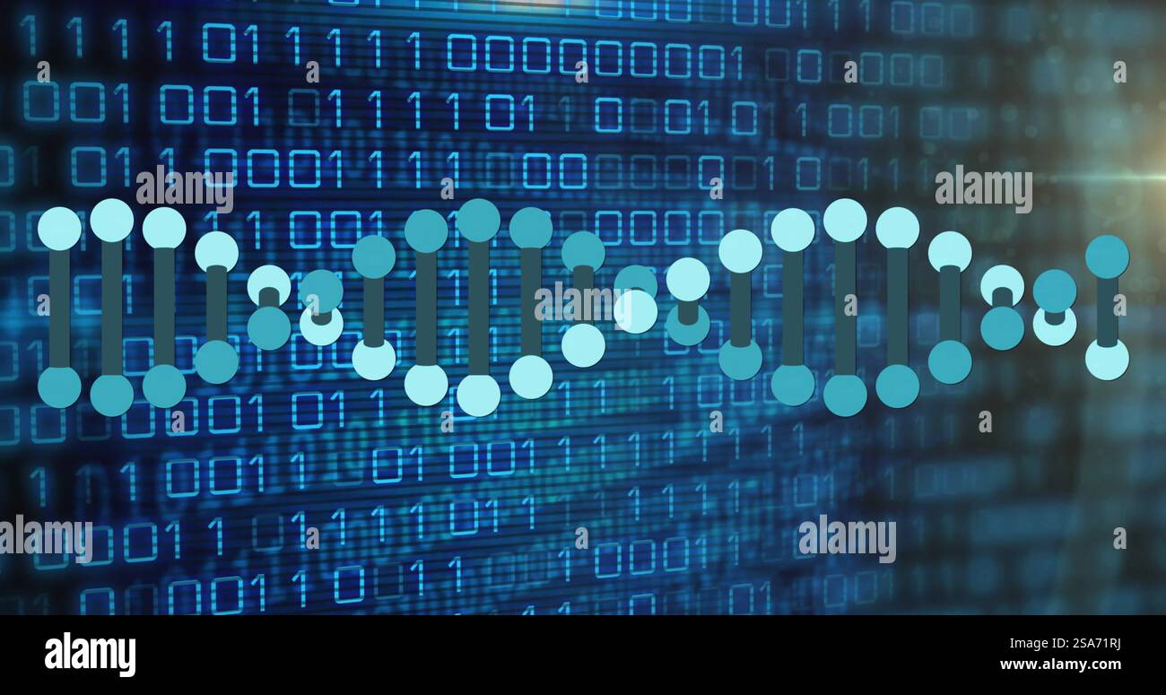 Image of dna strand and binary coding data processing Stock Photo - Alamy