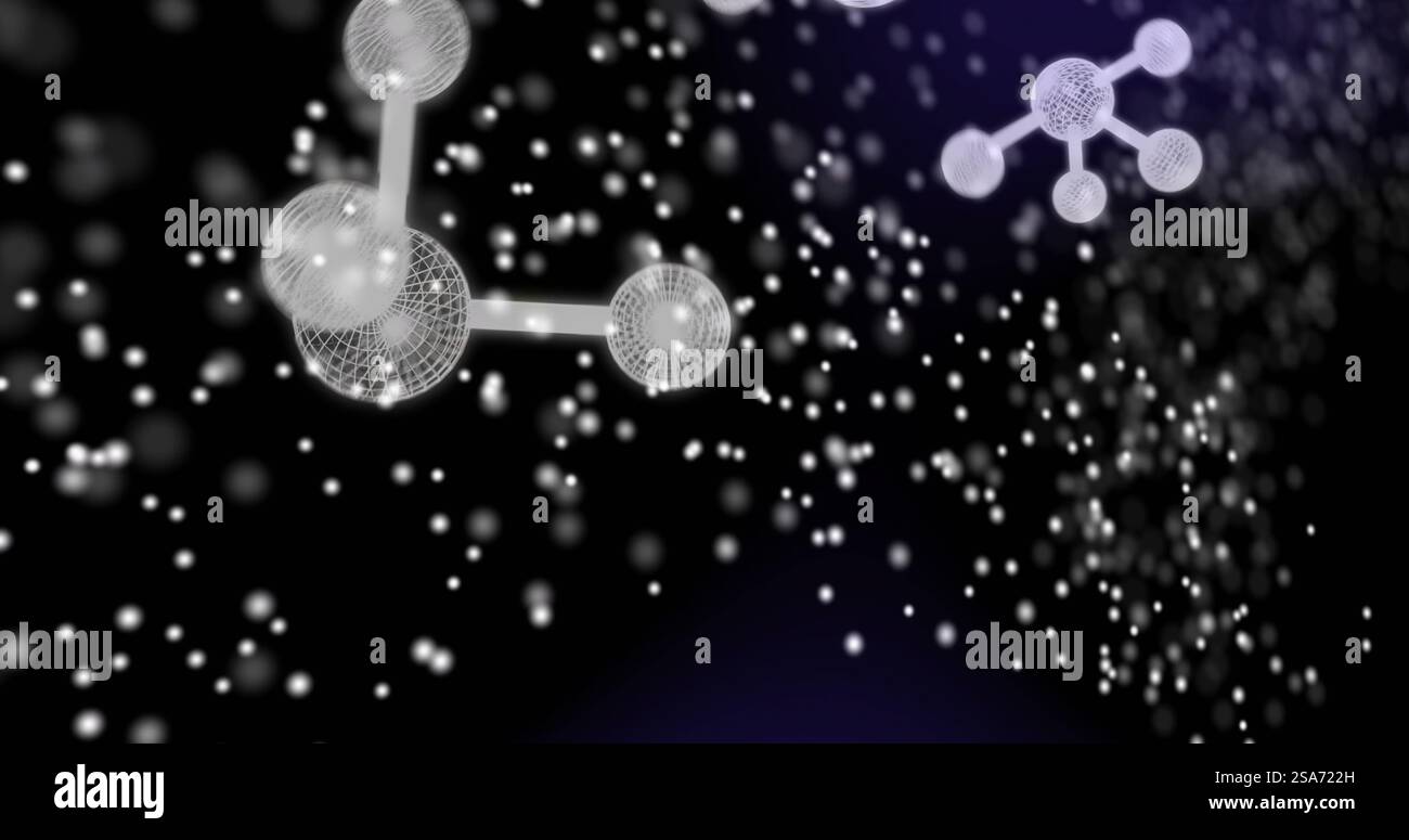Image of dna strand over molecues Stock Photo