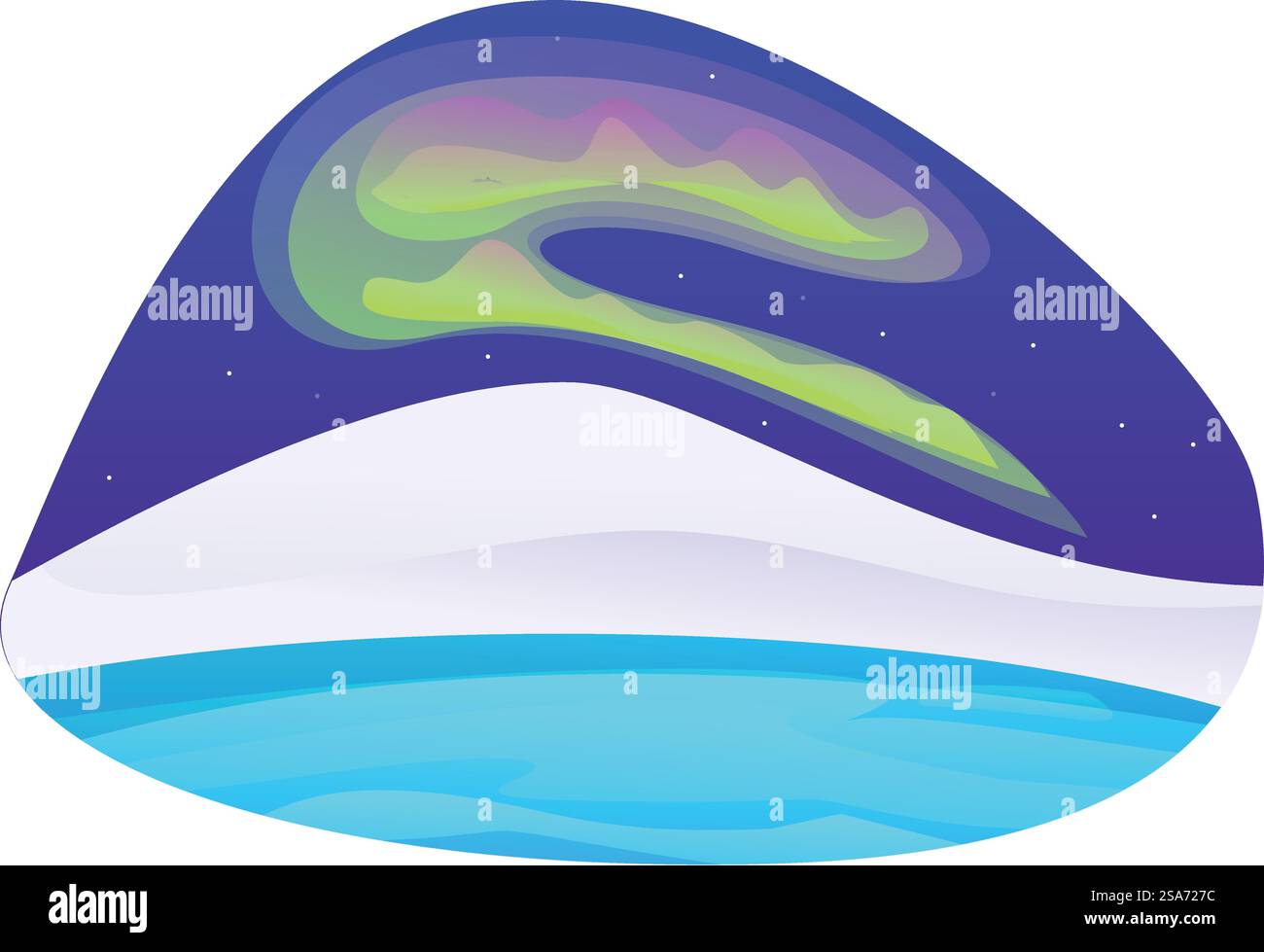 Northern lights shimmering in the night sky above a snowy mountain ...