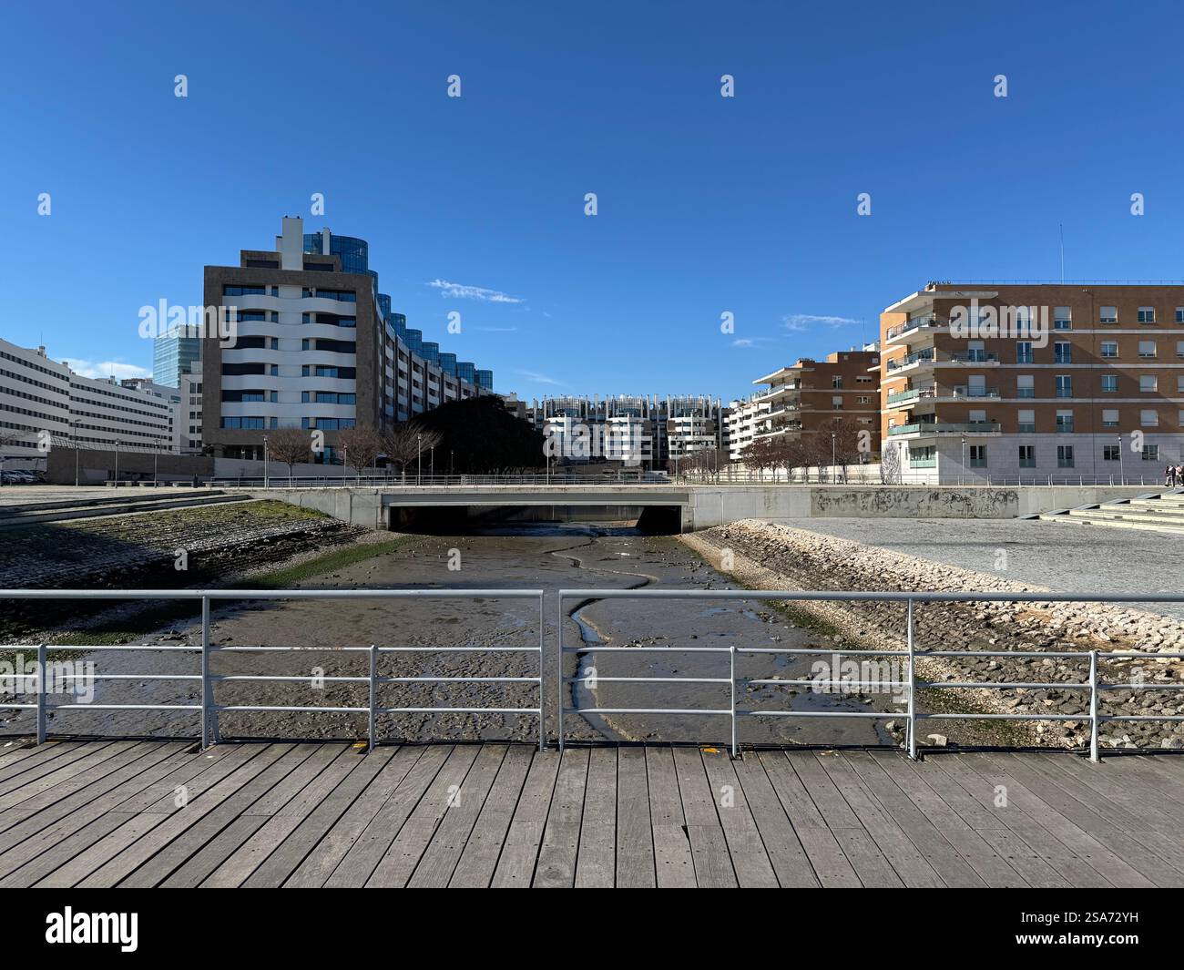 Sunny winter day at Parque das Nações in Lisbon, Portugal - Smartphone Captured Stock Image