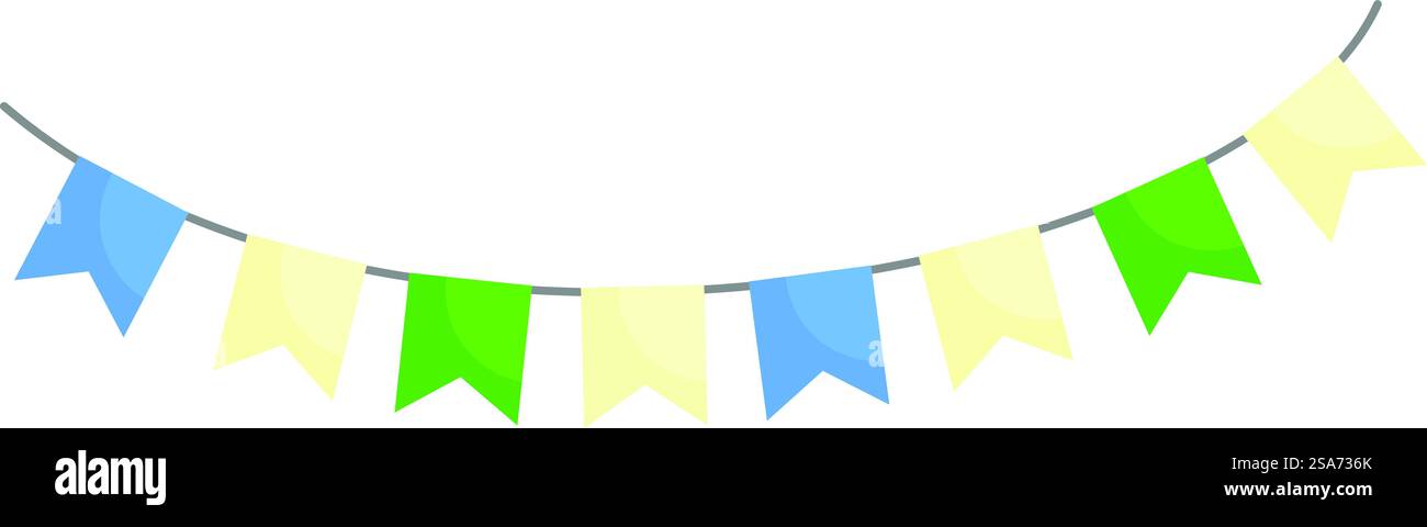 String of colorful triangle flags is hanging on a rope Stock Vector ...