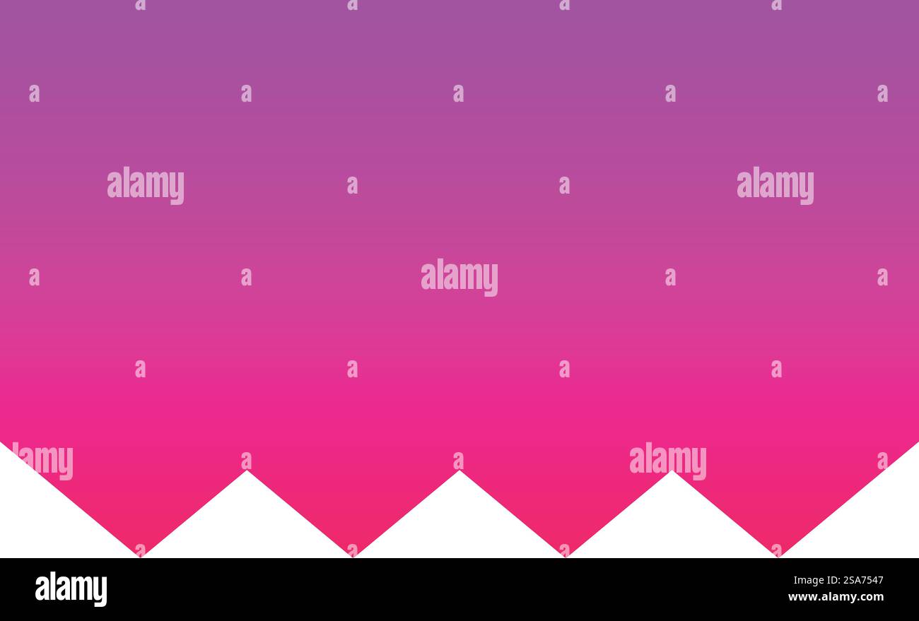 Pink and purple gradient banner with three triangles pointing down. Simple banner shape with a pink and purple gradient Stock Vector