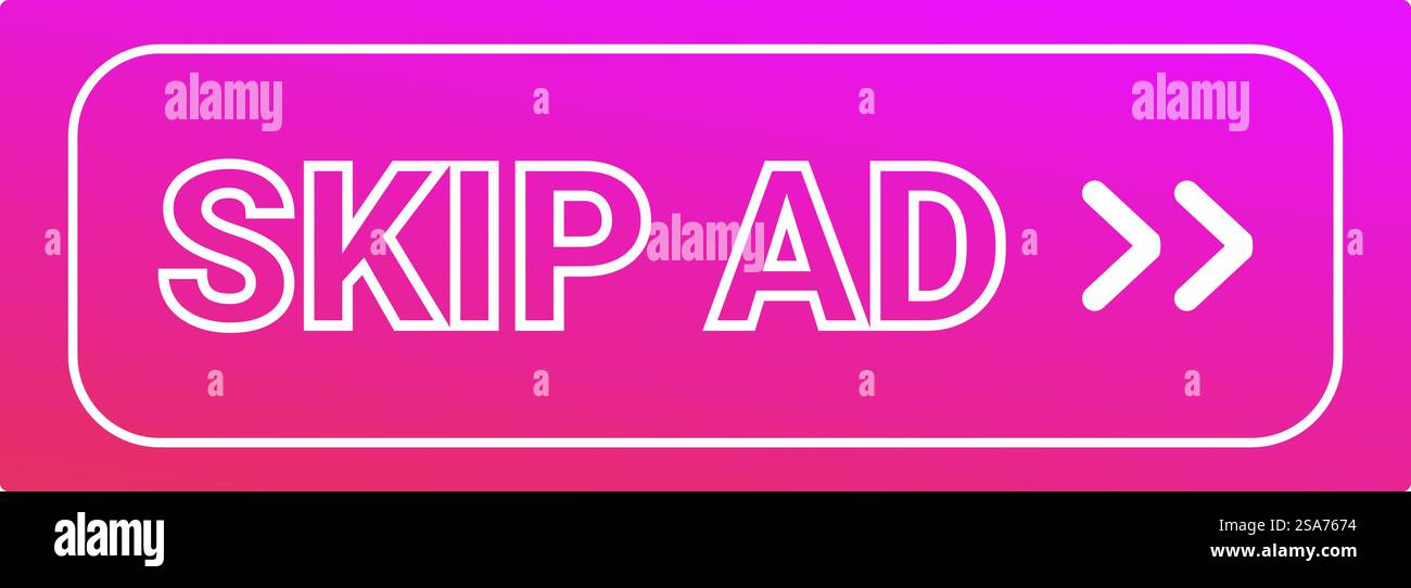 Pink and orange gradient button showing the message skip ad with two ...