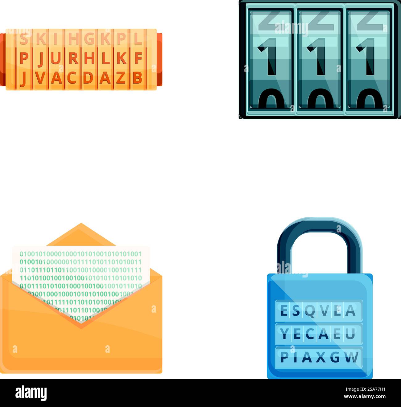 Encryption icons set cartoon vector. Various type of encryption. Data ...