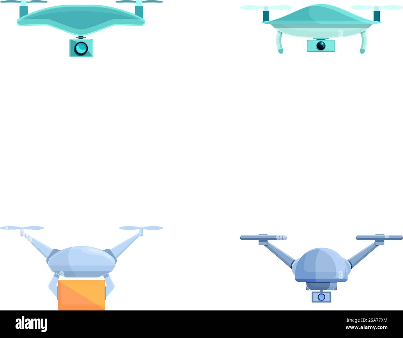 Drone delivery icons set cartoon vector. Shipping parcel package with ...
