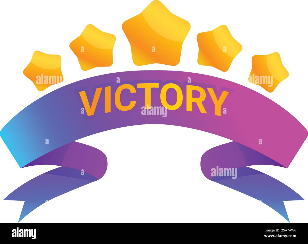 Colorful gradient ribbon declaring victory with five stars, celebrating ...