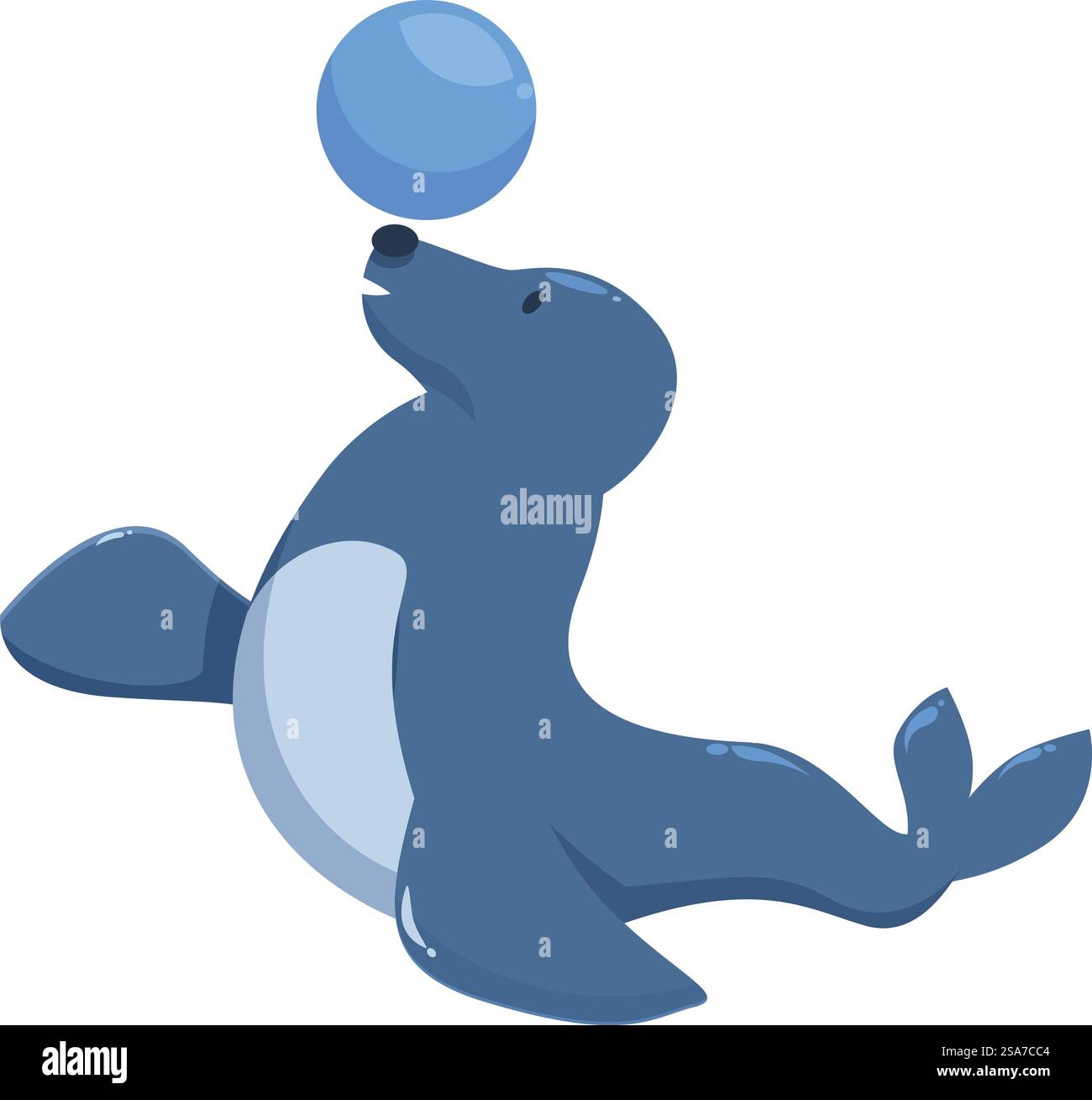 Cute cartoon circus seal balancing a ball on its nose. Circus seal ...