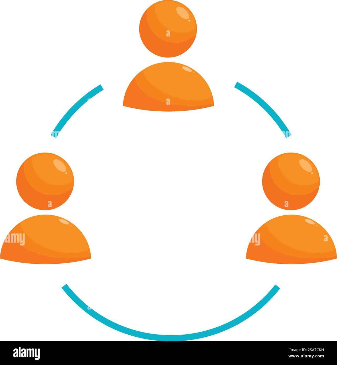 Circular flow chart connecting three businessmen sharing information and working together. Three businessmen sharing information using circular flow chart Stock Vector