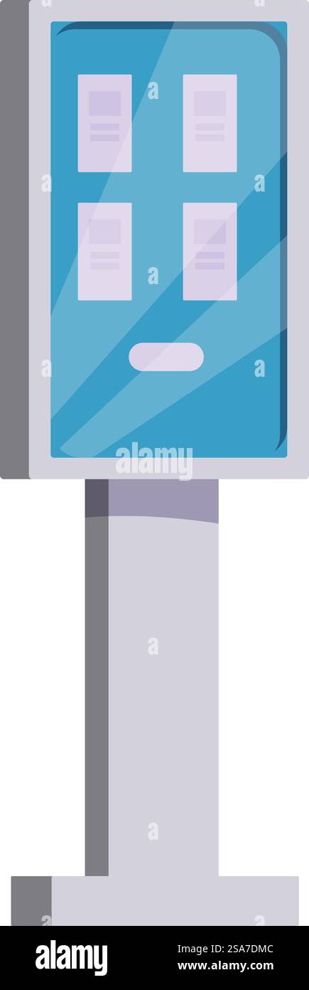 Interactive information kiosk displaying multiple options for users, providing easy access to information and services. Interactive information kiosk displaying multiple options for users Stock Vector