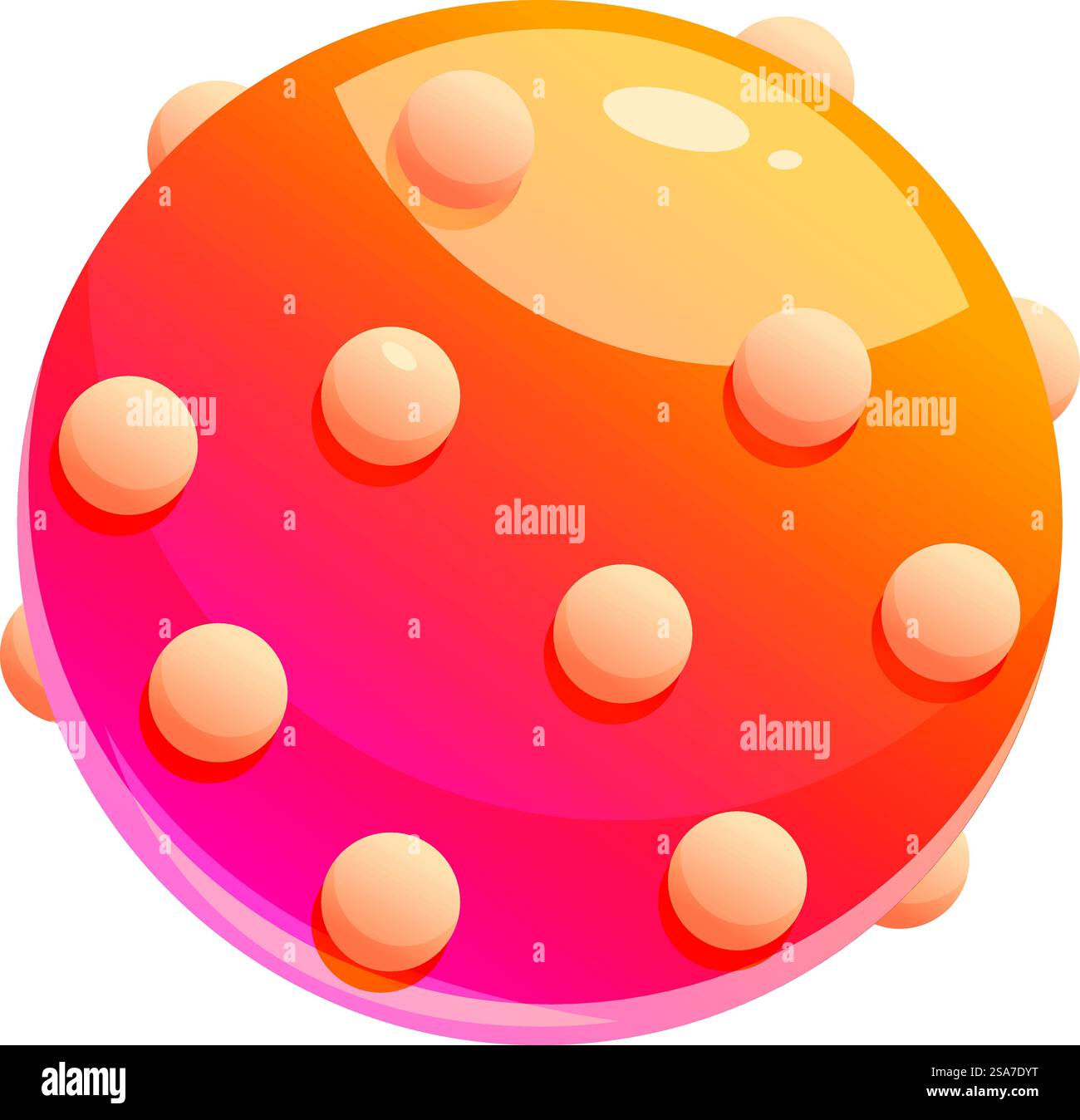 Red and orange planet with small craters floating in the vast expanse ...