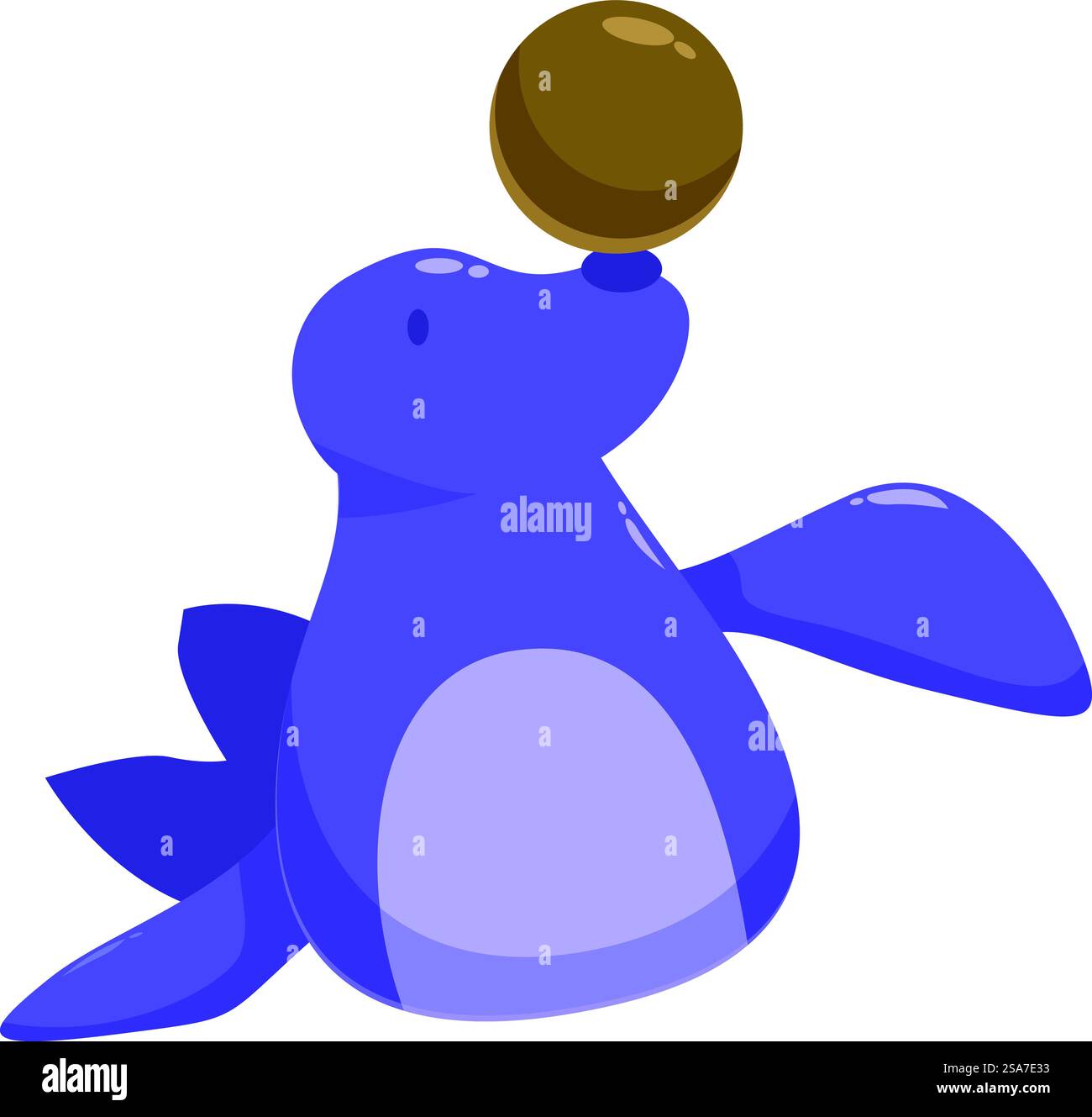 Cute cartoon seal balancing a ball on its nose while performing a trick ...