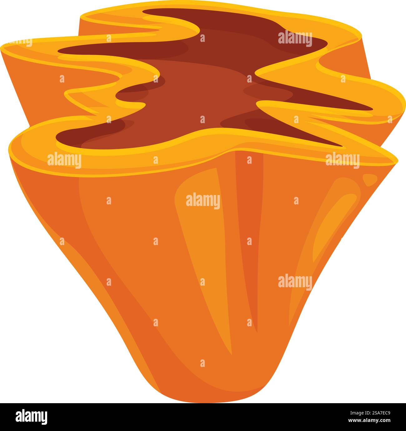 Orange fungus growing on the dead tree trunk in cartoon style. Orange fungus growing on the dead tree trunk Stock Vector