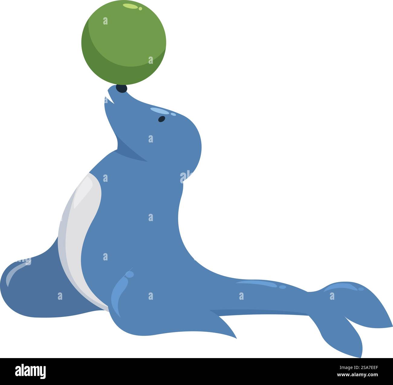 Cute cartoon seal is balancing a green ball on its nose Stock Vector ...