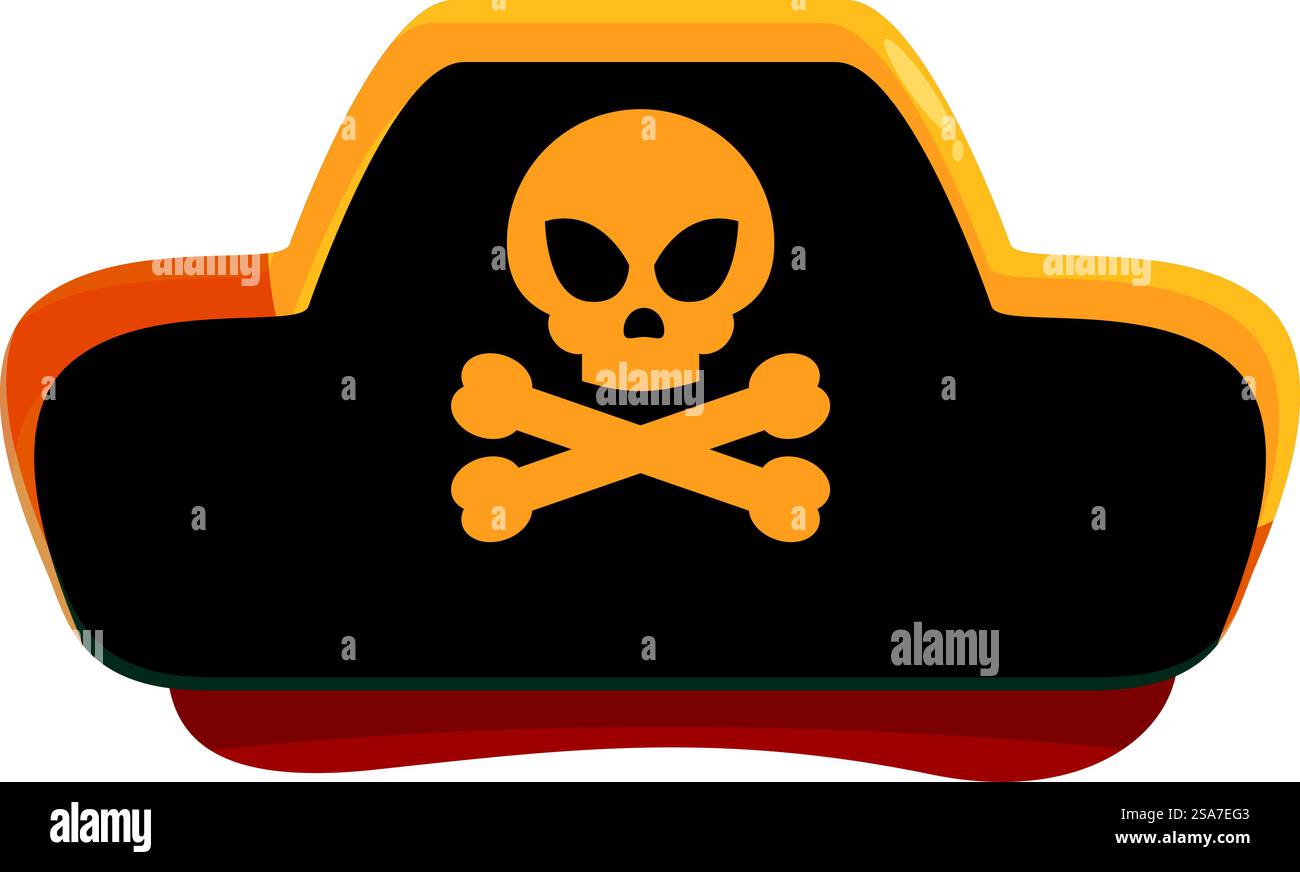 Black pirate hat with a scary skull and crossbones is showing a ...