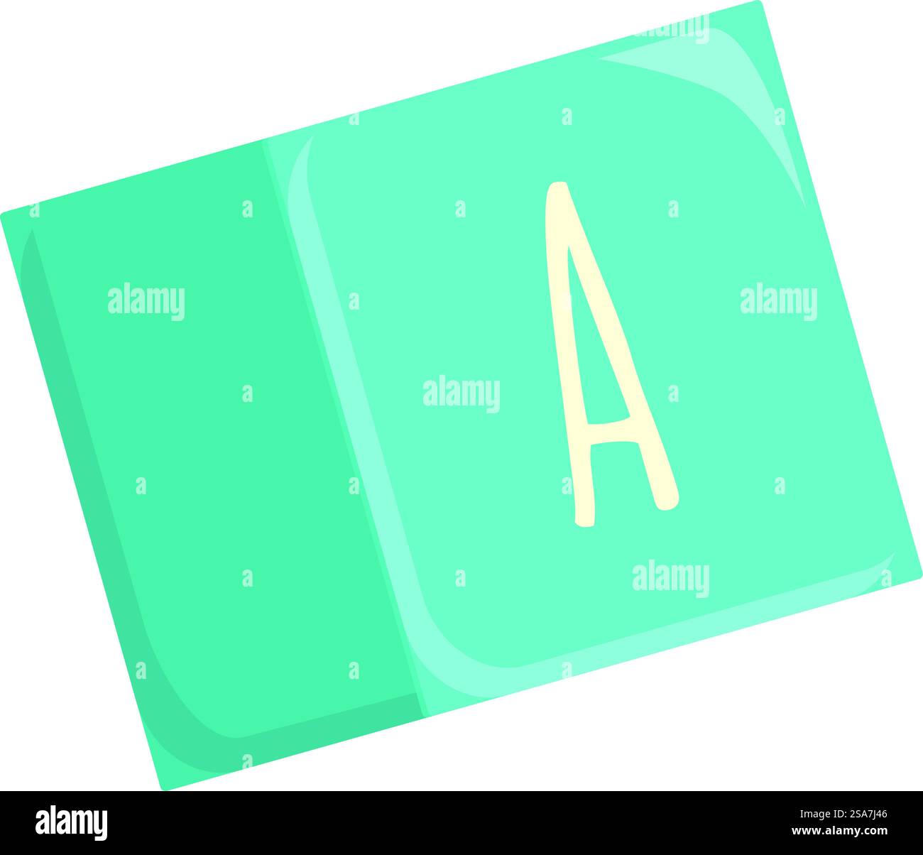 Blue keyboard button with the letter a is isolated on a white ...