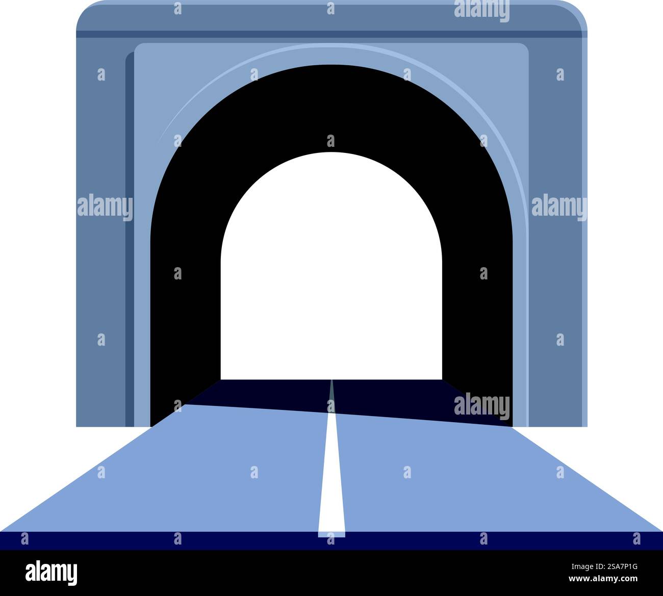 Illustration of empty asphalt road going through tunnel in mountain on ...