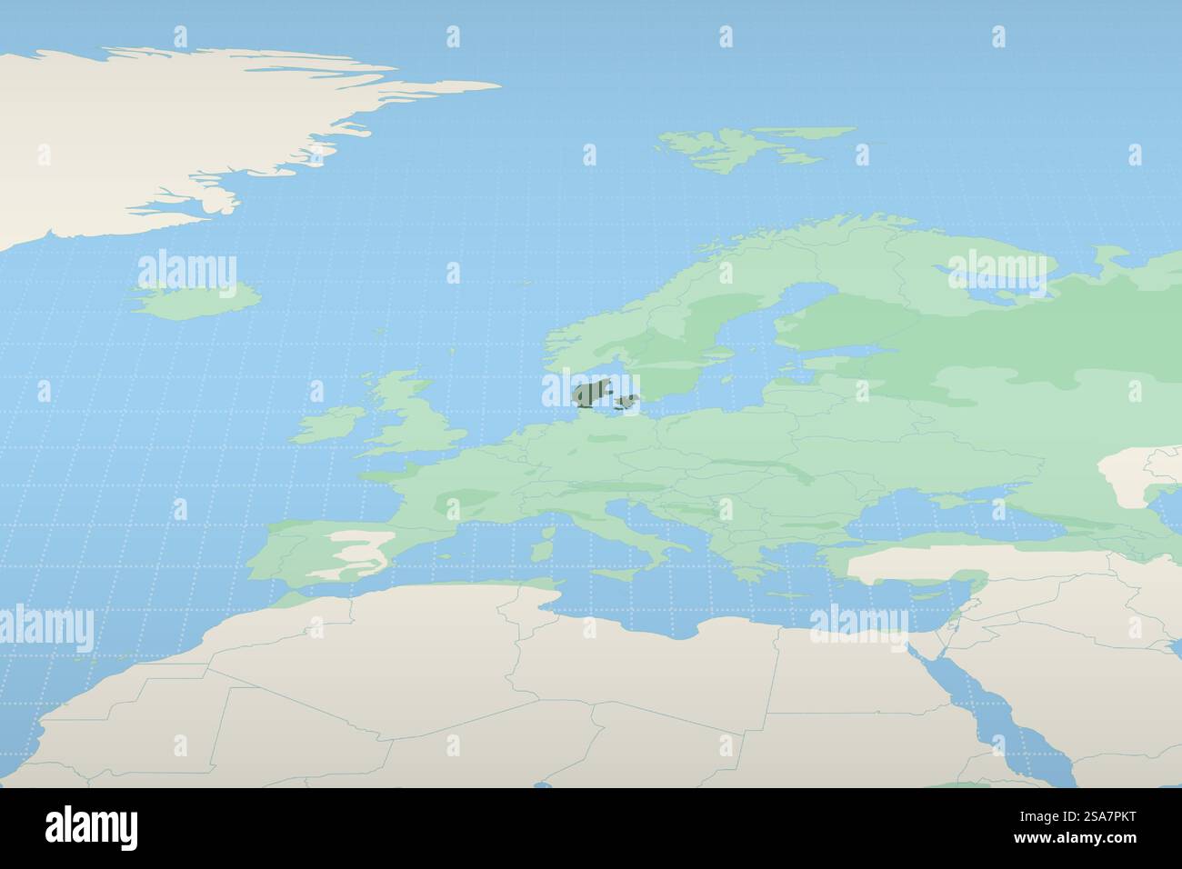 Denmark Highlighted On A Detailed Map Geographic Location Of Denmark Denmark Highlighted On A Detailed Map Geographic Location Of Denmark Vector Map 2SA7PKT 