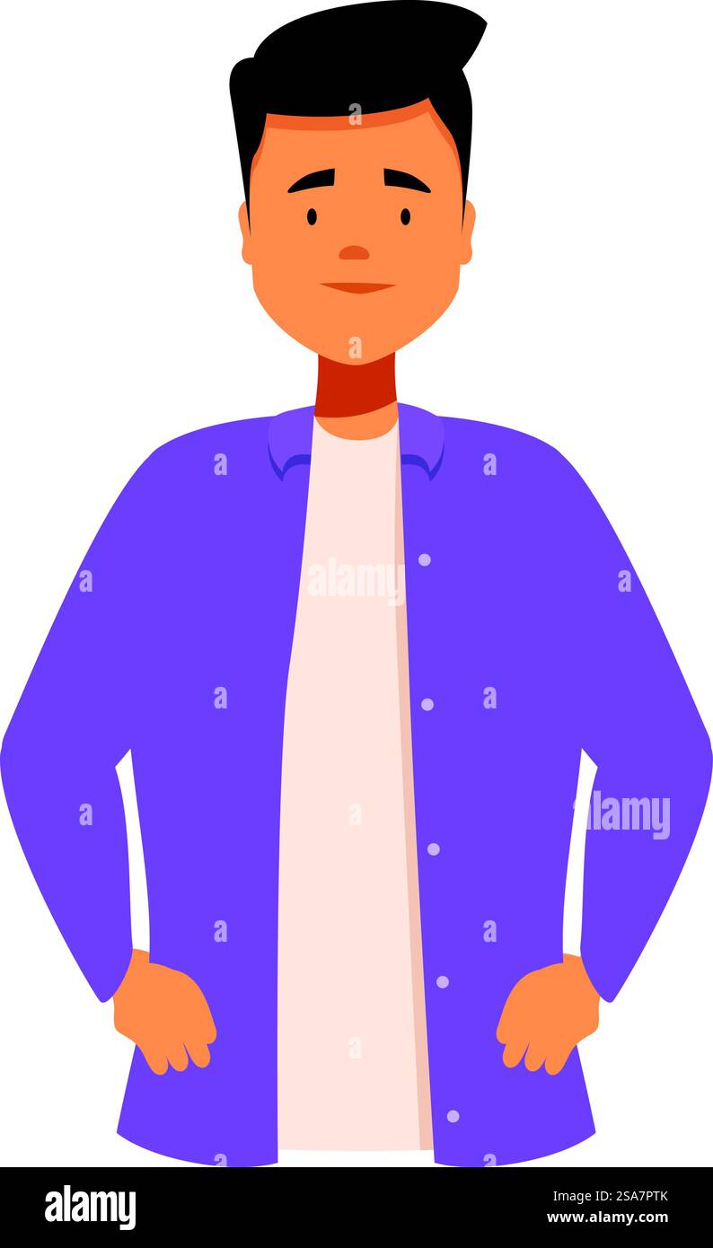 Young Adult Man Standing With His Hands On His Hips Looking Happy And