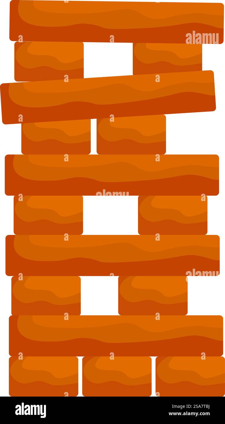 Tall tower of rectangular wooden blocks is carefully balanced hi-res ...