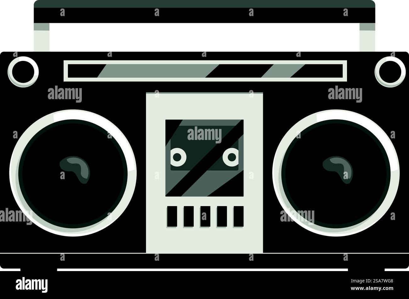 Classic boombox playing music on a cassette tape. Retro style boombox ...