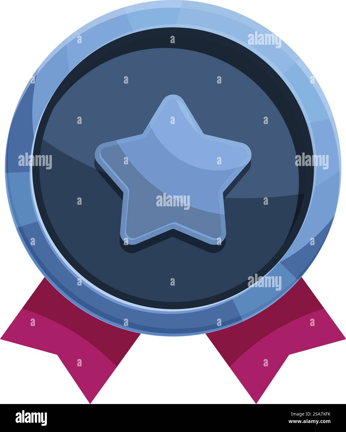 Blue round award medal with star and ribbon representing achieving ...
